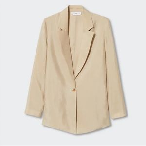 Mango 100% Lyocell Blazer Khaki Tan Women's US Small